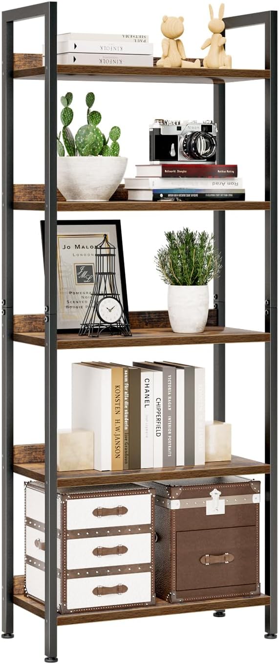 5-Tier Industrial Bookshelf